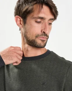 Sweat col rond Chevron vert