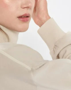 Sweat col roulé molletonné écru