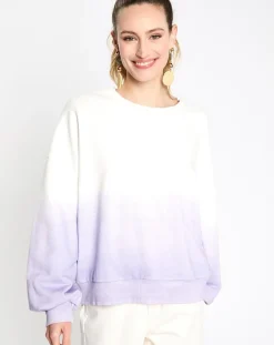 Sweat cr ml dip dye blanc/violet