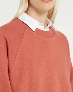 Sweat droit et long en Coton Lenny rose foncé