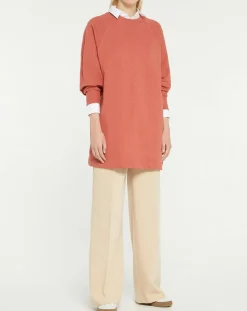 Sweat droit et long en Coton Lenny rose foncé