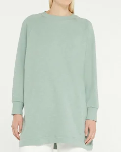 Sweat droit et long en Coton Lenny vert clair