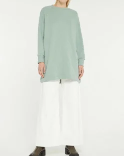 Sweat droit et long en Coton Lenny vert clair