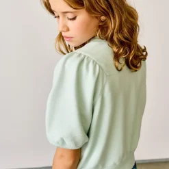 Sweat en Coton molletonné Vajo manches courtes vert pastel