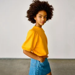 Sweat en Coton molletonné Vajo manches courtes orange vif