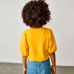 Sweat en Coton molletonné Vajo manches courtes orange vif