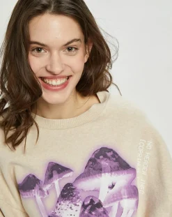 Sweat Fa-Ux imprimé beige/violet