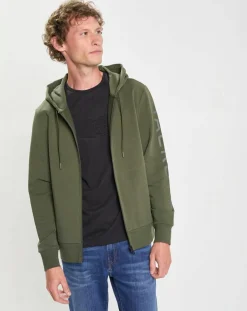 Sweat Hoodie zippé Mix kaki