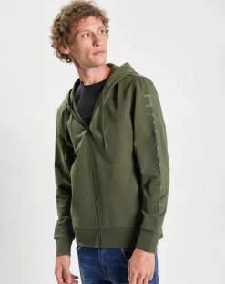 Sweat Hoodie zippé Mix kaki