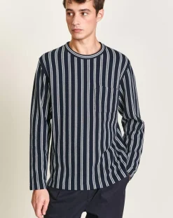 Sweat Milon rayé bleu marine