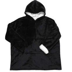 Sweat plaid à capuche intérieur Sherpa noir