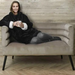 Sweat plaid à capuche intérieur Sherpa noir