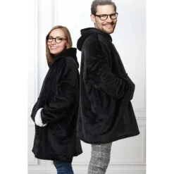 Sweat plaid à capuche intérieur Sherpa noir