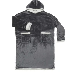 Sweat Plaid Long Sherpa gris - 170x83x2 cm