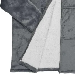 Sweat plaid zippé à capuche intérieur Sherpa gris