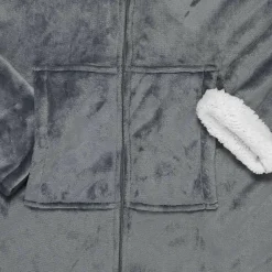 Sweat plaid zippé à capuche intérieur Sherpa gris