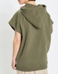 Sweat sans manches à capuche kaki