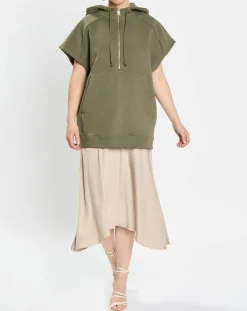 Sweat sans manches à capuche kaki