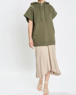 Sweat sans manches à capuche kaki