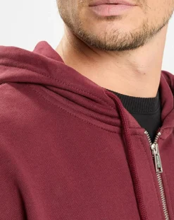 Sweat zippé à capuche 100% Coton Bio bordeaux