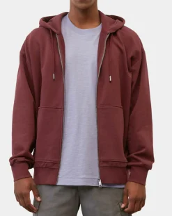 Sweat zippé à capuche 100% Coton Bio bordeaux