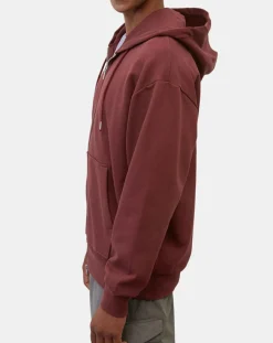 Sweat zippé à capuche 100% Coton Bio bordeaux