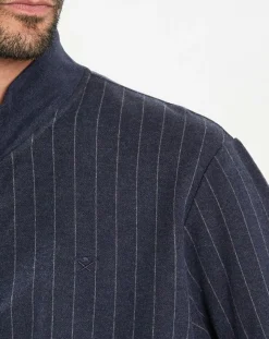 Sweat zippé à rayures bleu nuit