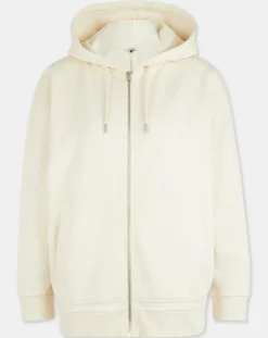 Sweat zippé en Coton bio Mathalie à capuche écru