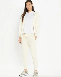 Sweat zippé en Coton bio Mathalie à capuche écru