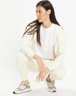 Sweat zippé en Coton bio Mathalie à capuche écru