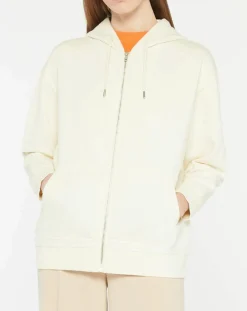 Sweat zippé en Coton bio Mathalie à capuche écru