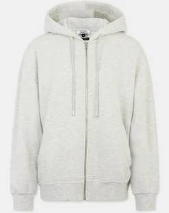 Sweat zippé en Coton bio Mathalie à capuche gris chiné