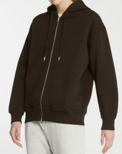 Sweat zippé en Coton bio Mathalie à capuche noir