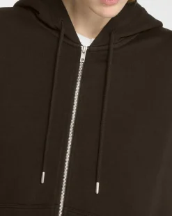 Sweat zippé en Coton bio Mathalie à capuche noir