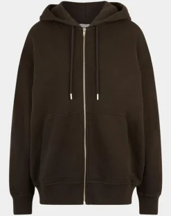 Sweat zippé en Coton bio Mathalie à capuche noir