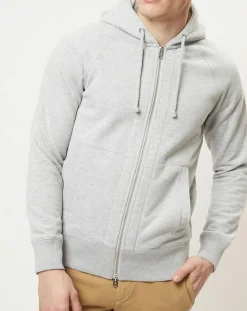 Sweat zippé intérieur polaire regular fit gris chiné