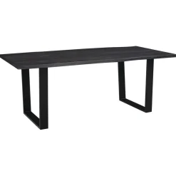 Table à dîner en acacia massif et métal black forest noire - 240x100x76 cm