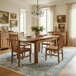 Table à manger carréé allonge 100 Acacia Gordon Marron - 100x100x78 cm