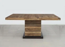 Table à manger carrée - Rallonge centrale Naturel - 130x130x76 cm