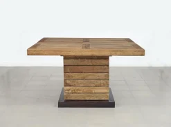 Table à manger carrée - Rallonge centrale Naturel - 130x130x76 cm