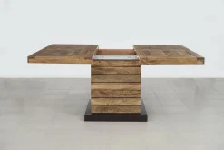 Table à manger carrée - Rallonge centrale Naturel - 130x130x76 cm