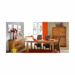 Table à manger rectangulaire 180 cm Acacia Tatoo Marron - 180x90x77 cm