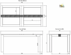 Table à manger rectangulaire 180 cm Acacia Tatoo Marron - 180x90x77 cm