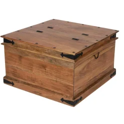 Table basse coffre carrée en acacia massif Naturel - 85x85x50 cm