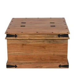 Table basse coffre carrée en acacia massif Naturel - 85x85x50 cm