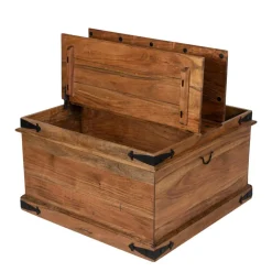 Table basse coffre carrée en acacia massif Naturel - 85x85x50 cm