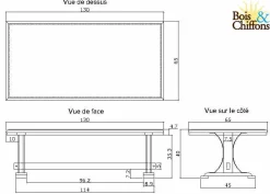 Table basse rectangulaire Manguier Pondicherry Beige - 130x65x40 cm
