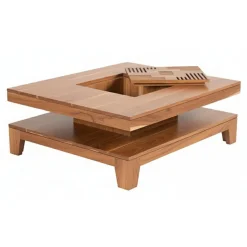 Table basse 110x110 cm Acacia Kavish II Marron - 110x110x40 cm