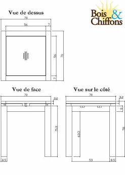 Table carrée 70x70 à rallonges Marron - 70x70x78 cm
