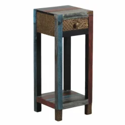 Table d'appoint 1 tiroir Manguier Pushkar Naturel - 30x30x75 cm